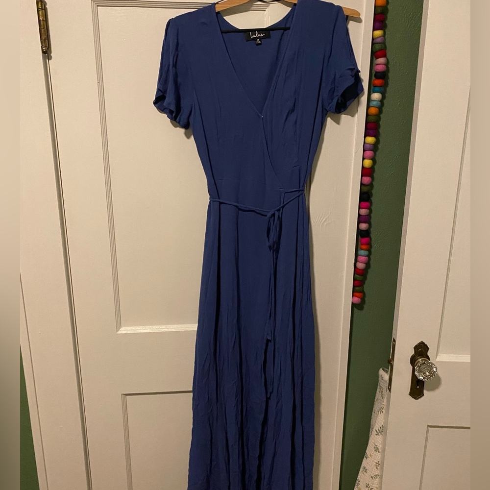 Lulu's Blue Wrap Midi Dress